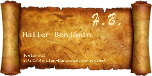 Haller Benjámin névjegykártya